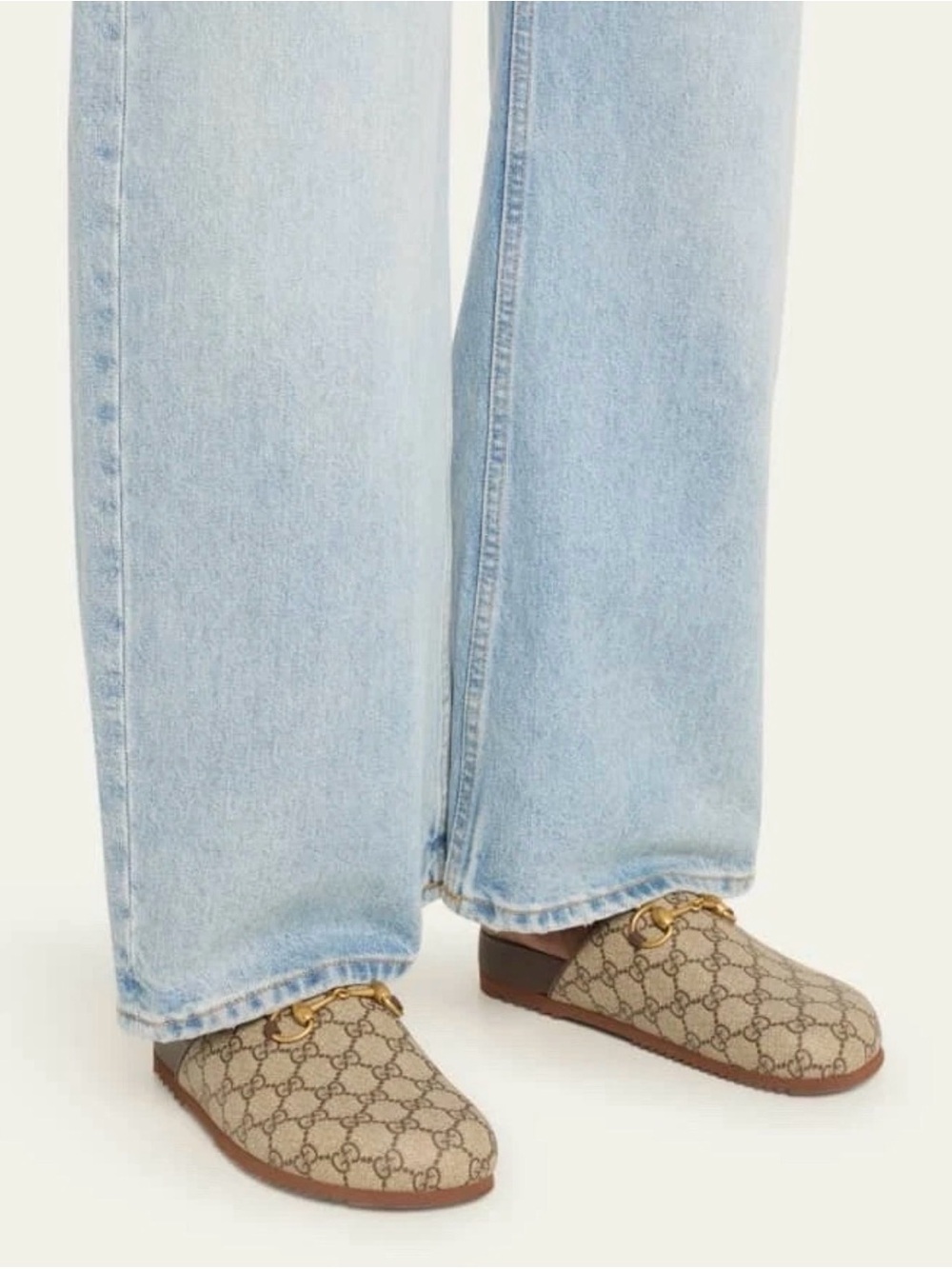 GUCCI GG Supreme Horsebit Mules